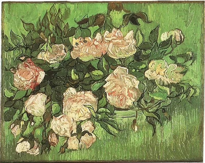 173-Vincent van Gogh-Natura morta con rose rosa, 1890 - Copenhagen, Ny Carlsberg Glyptotek  